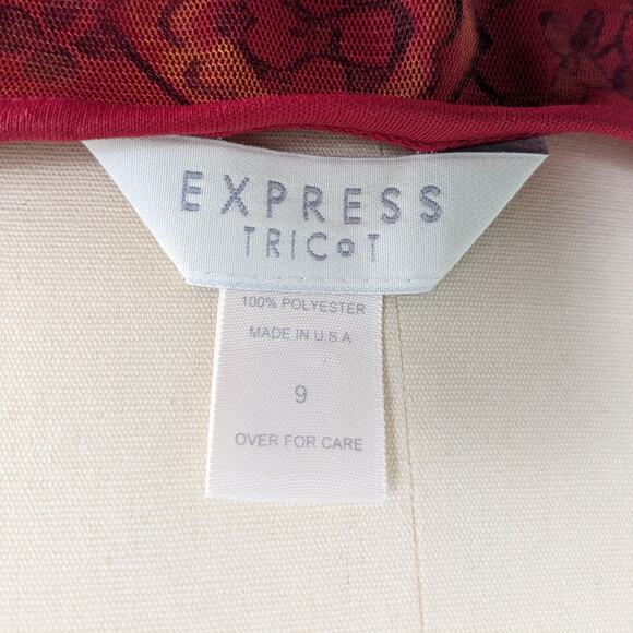 Y2K Express Mini Dress 9 10 Red Vintage 90s Grunge Whimsigoth Dark Fairy Mesh - Picture 11 of 12